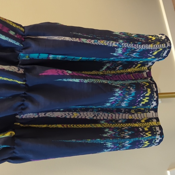 BEBOP | Vibrant blue and purple short sleeve dress, Stretchy Waist, Medium - Picture 8 of 9